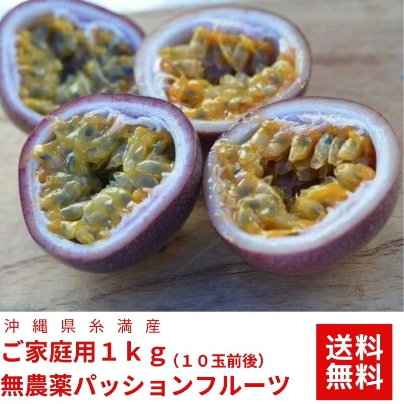 【ご家庭用１ｋｇ】【送料無料】沖縄糸満産　無農薬パッションフルーツ　１０玉前後